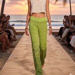 Cult Gaia Lime Green Wide Leg Pants